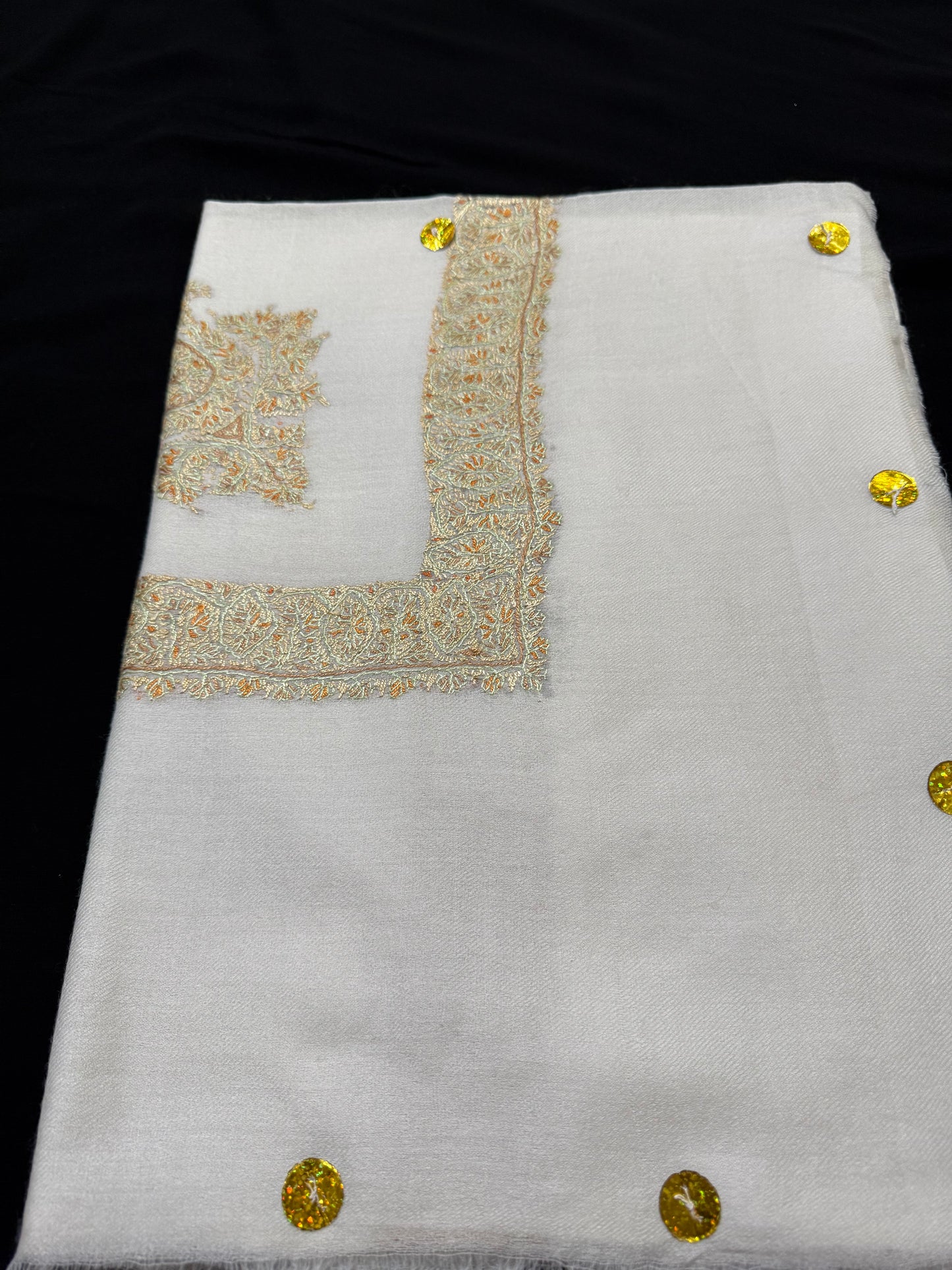 White and Gold Pashmina Shawl