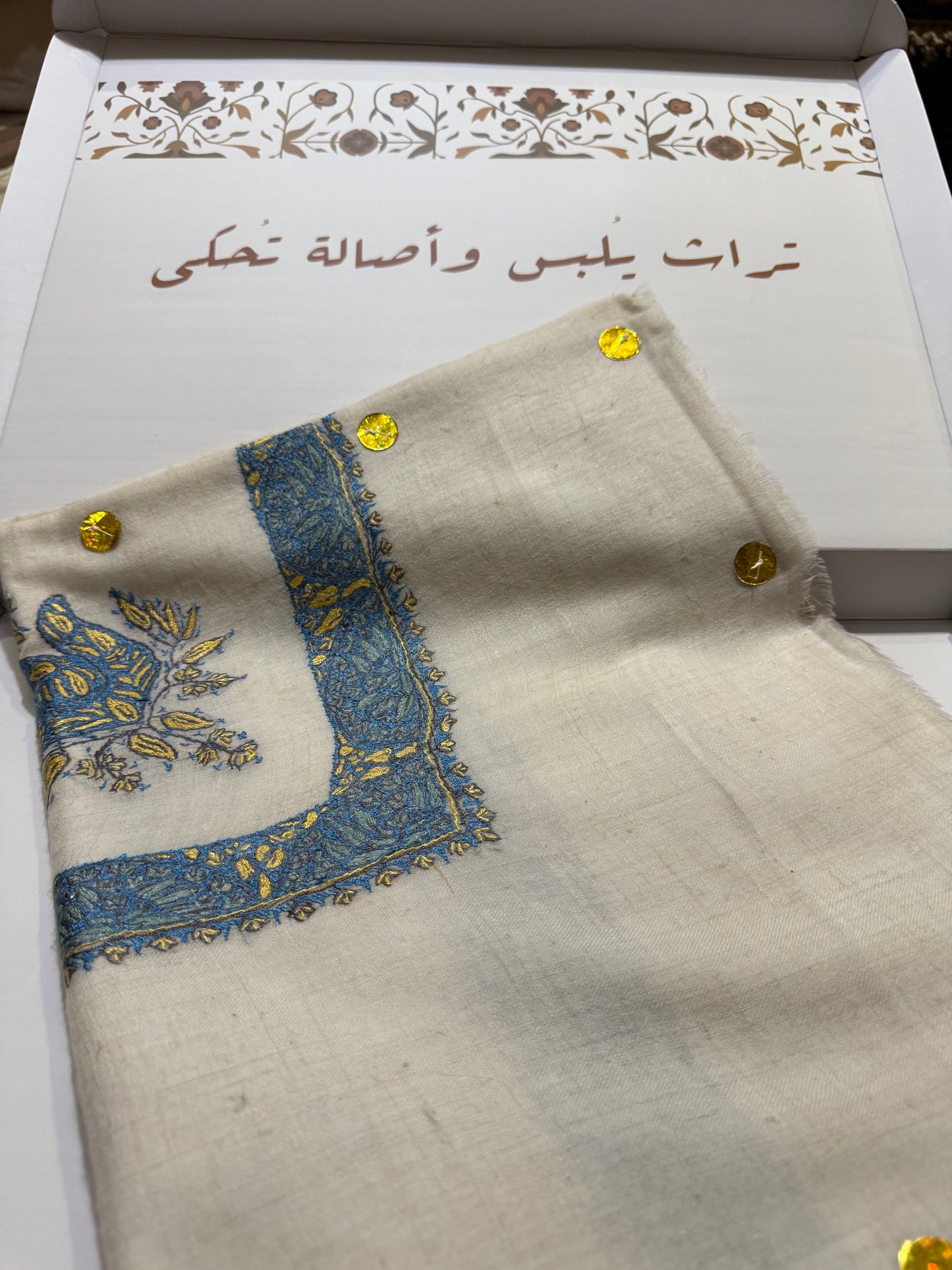 Blue and Yellow Pashmina Shawl