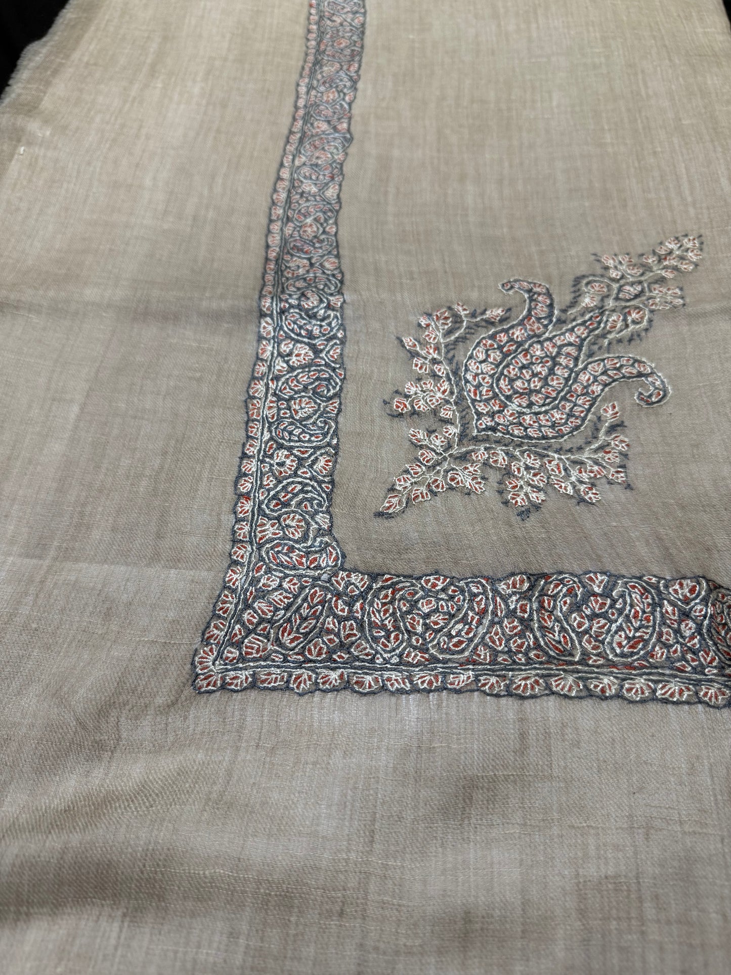 Taupe and Teal Pashmina shawl