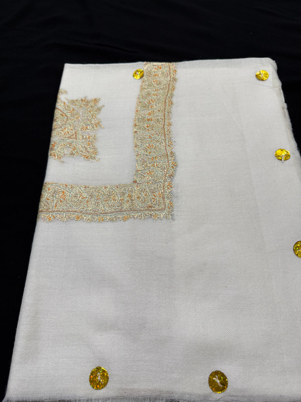 White and Gold Pashmina Shawl