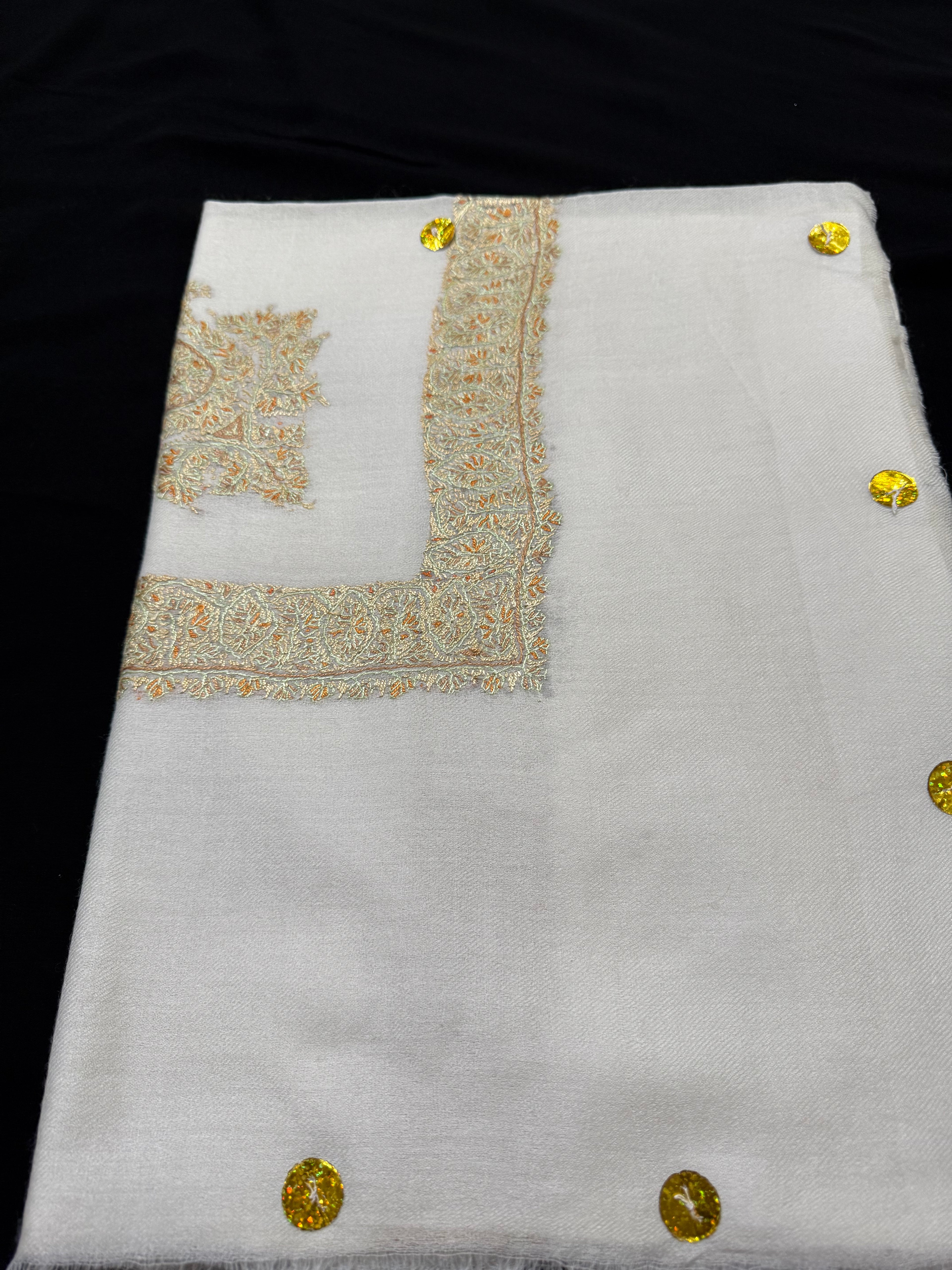 White and Gold Pashmina Shawl