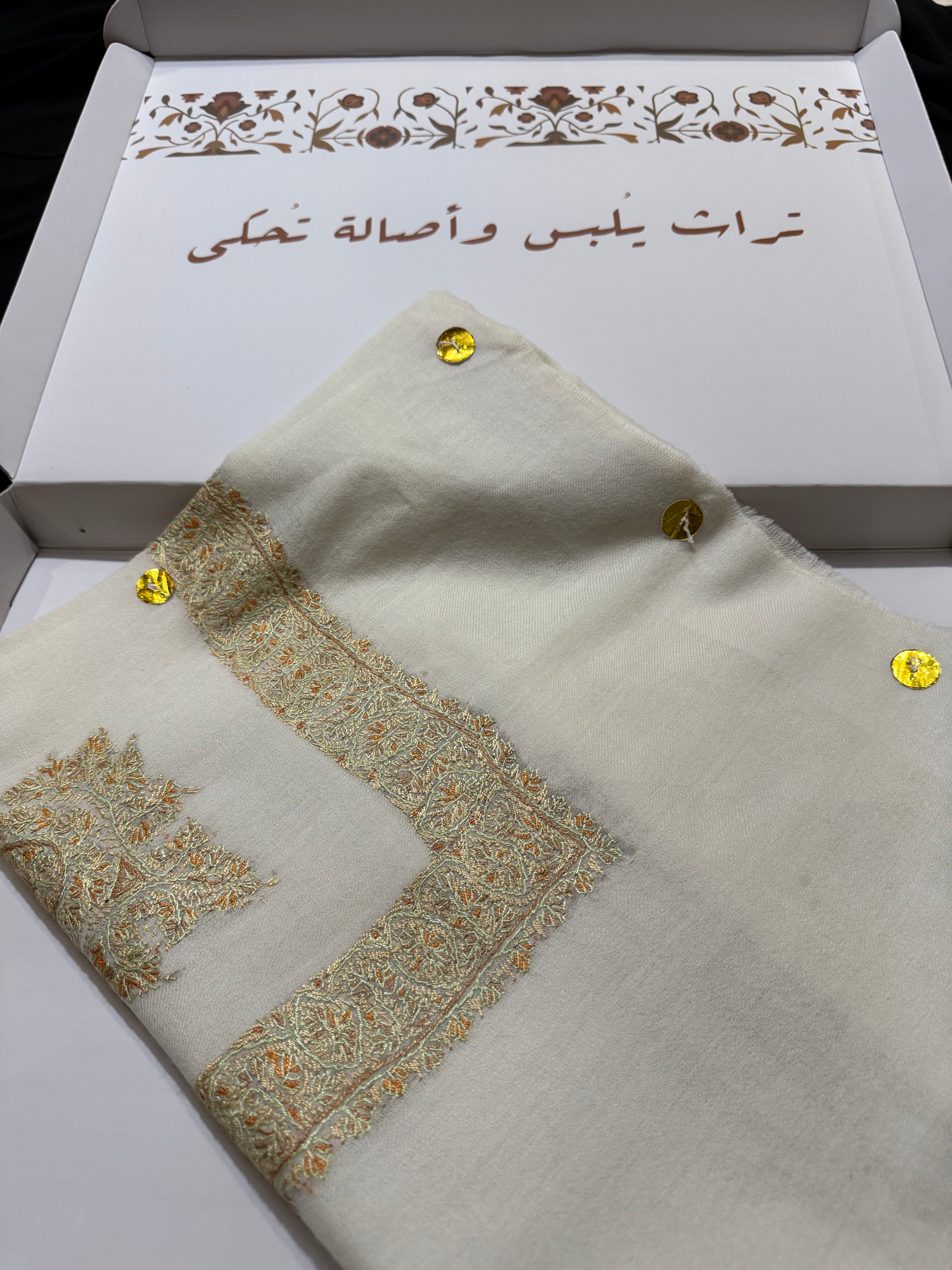 White and Gold Pashmina Shawl