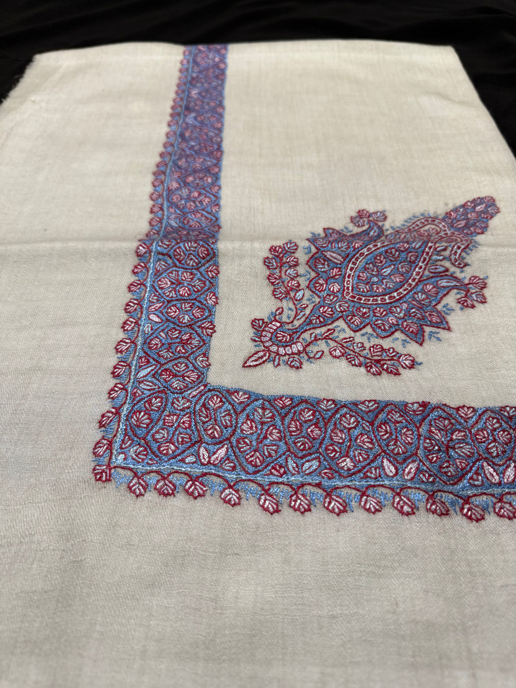 Blue and red Pashmina Shawl