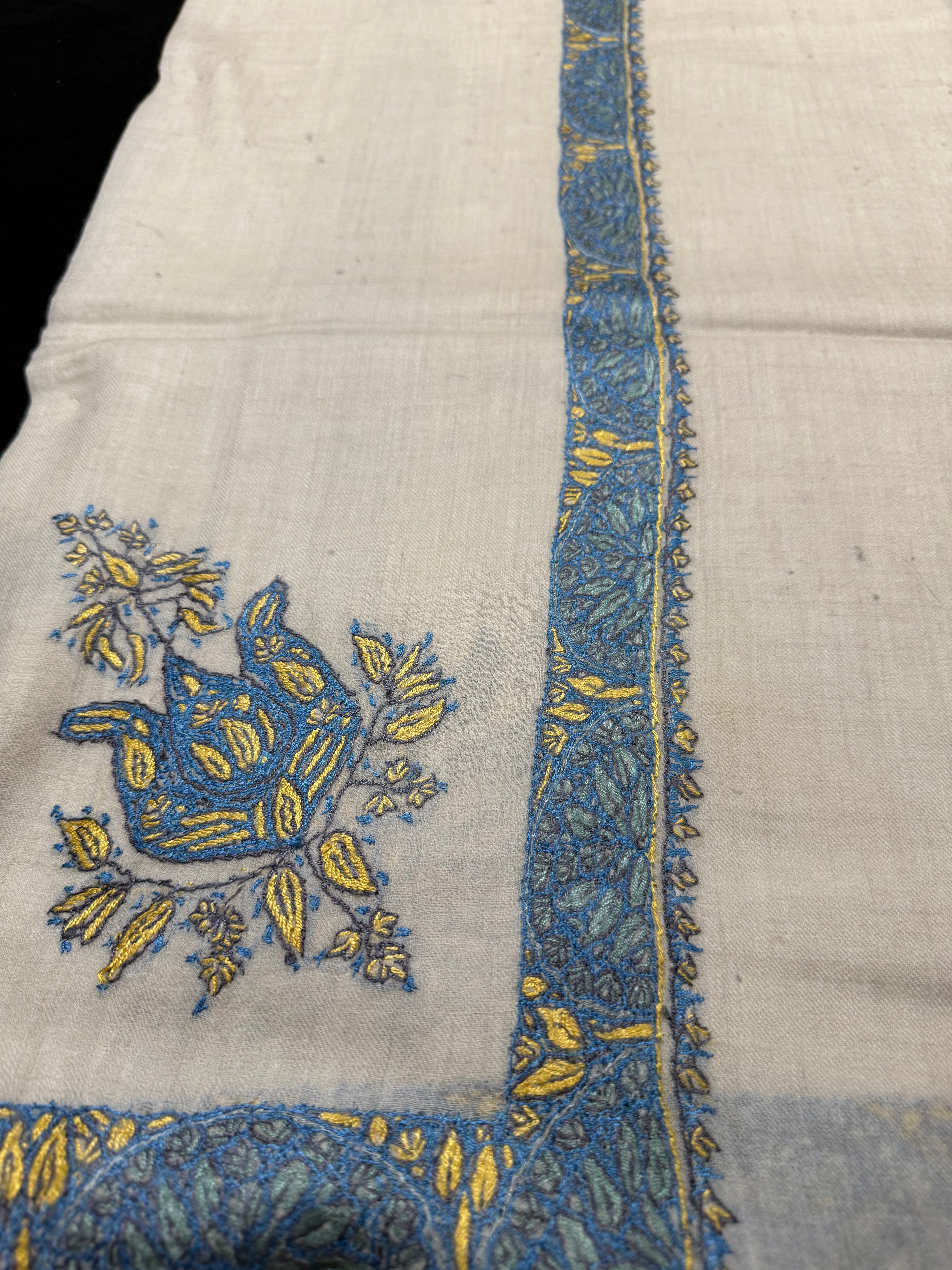 Blue and Yellow Pashmina Shawl