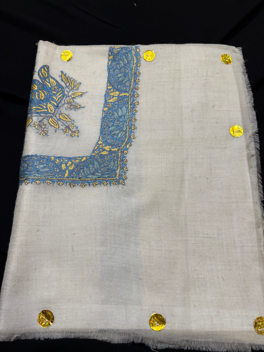 Blue and Yellow Pashmina Shawl