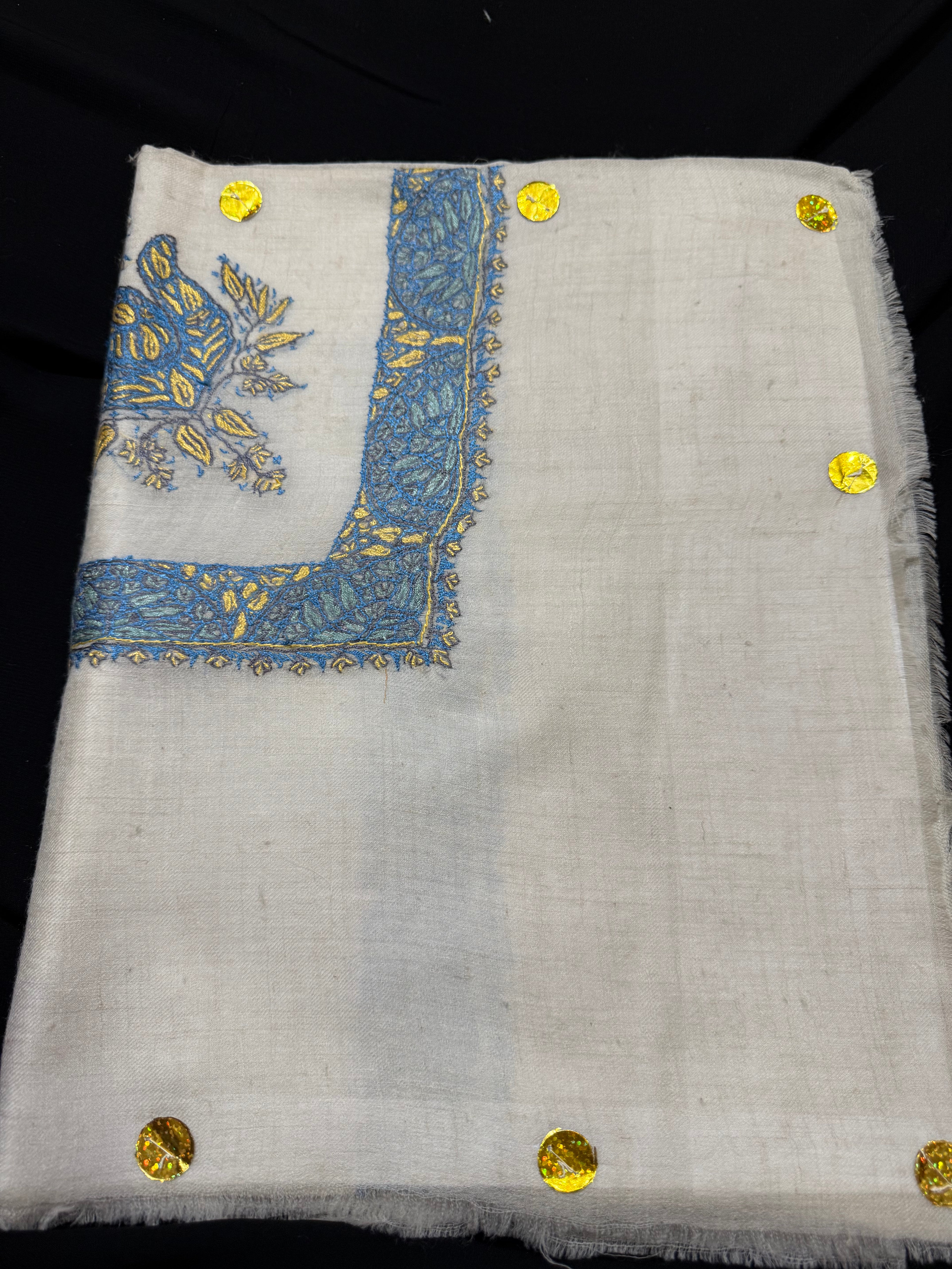 Blue and Yellow Pashmina Shawl