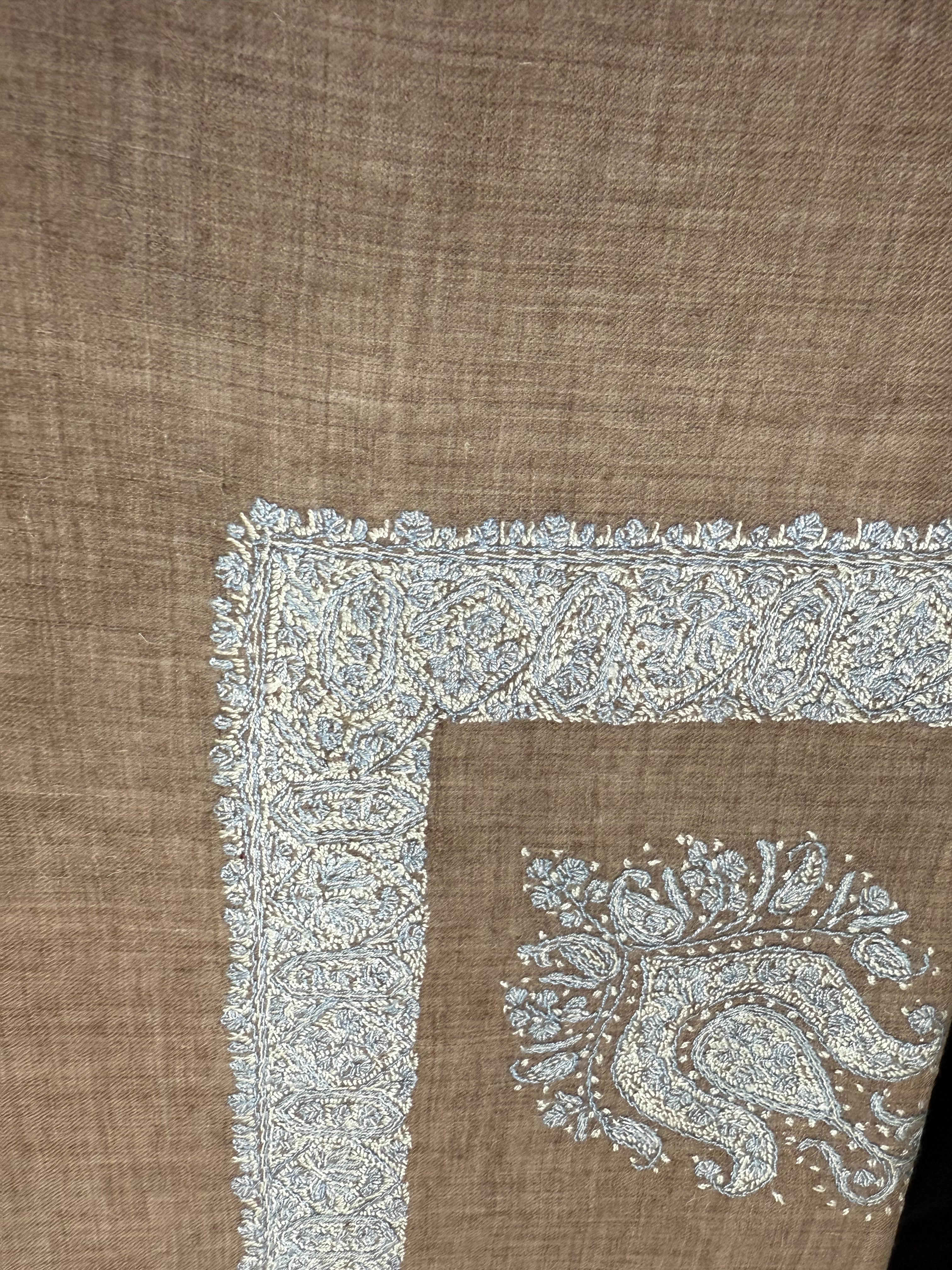 Brown and blue Pashmina Shawl