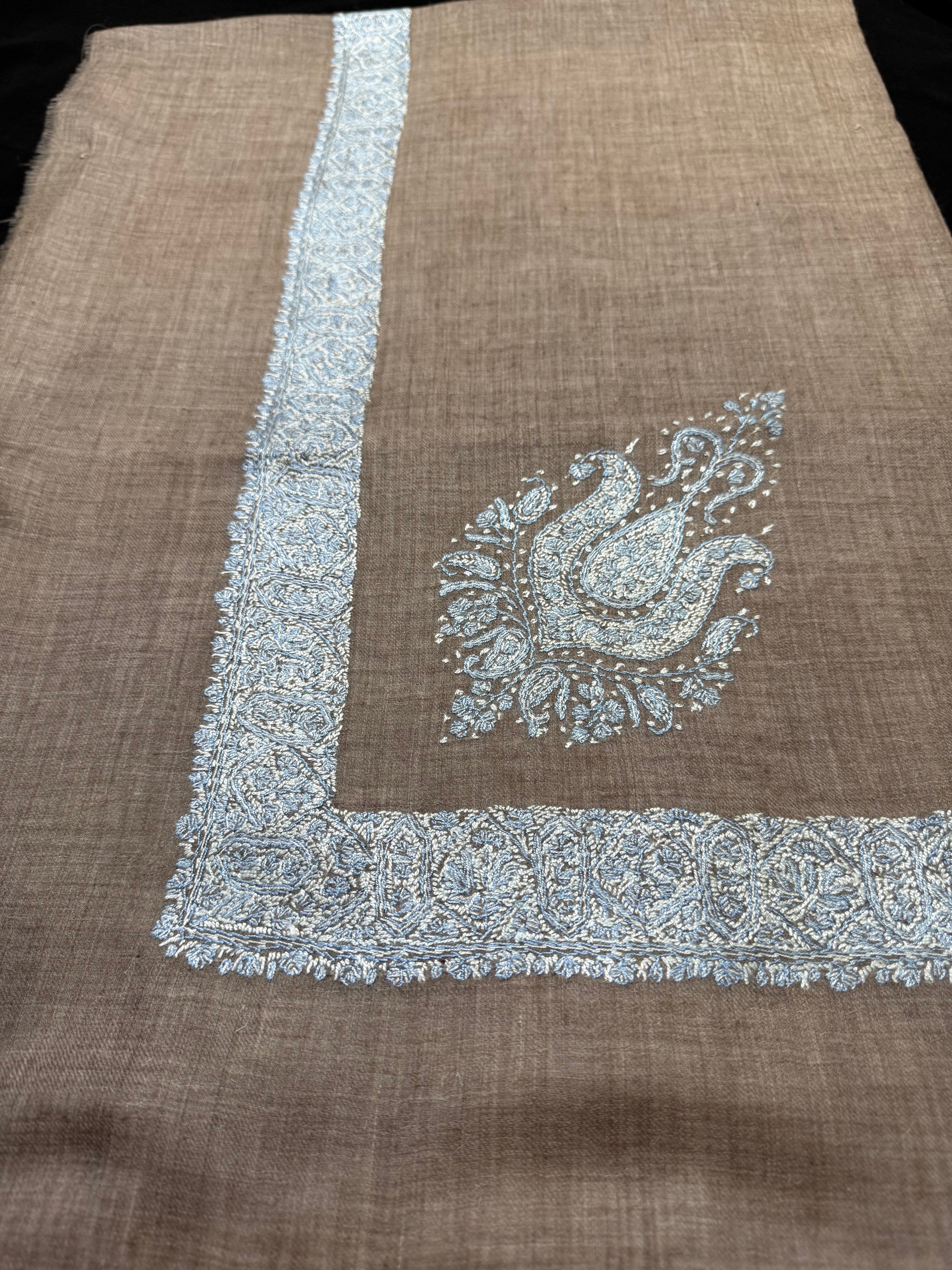Brown and blue Pashmina Shawl
