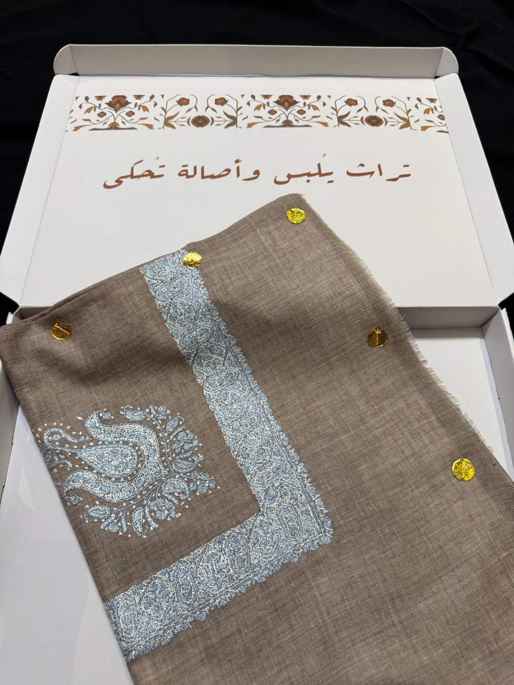 Brown and blue Pashmina Shawl