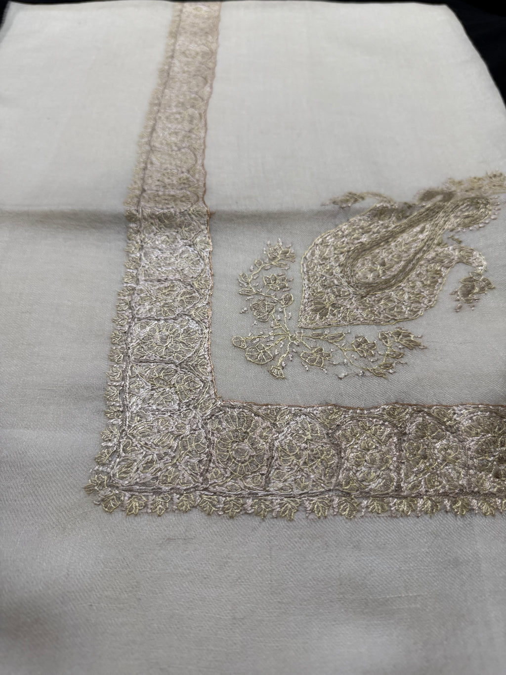 Beige and Gold Pashmina Shawl