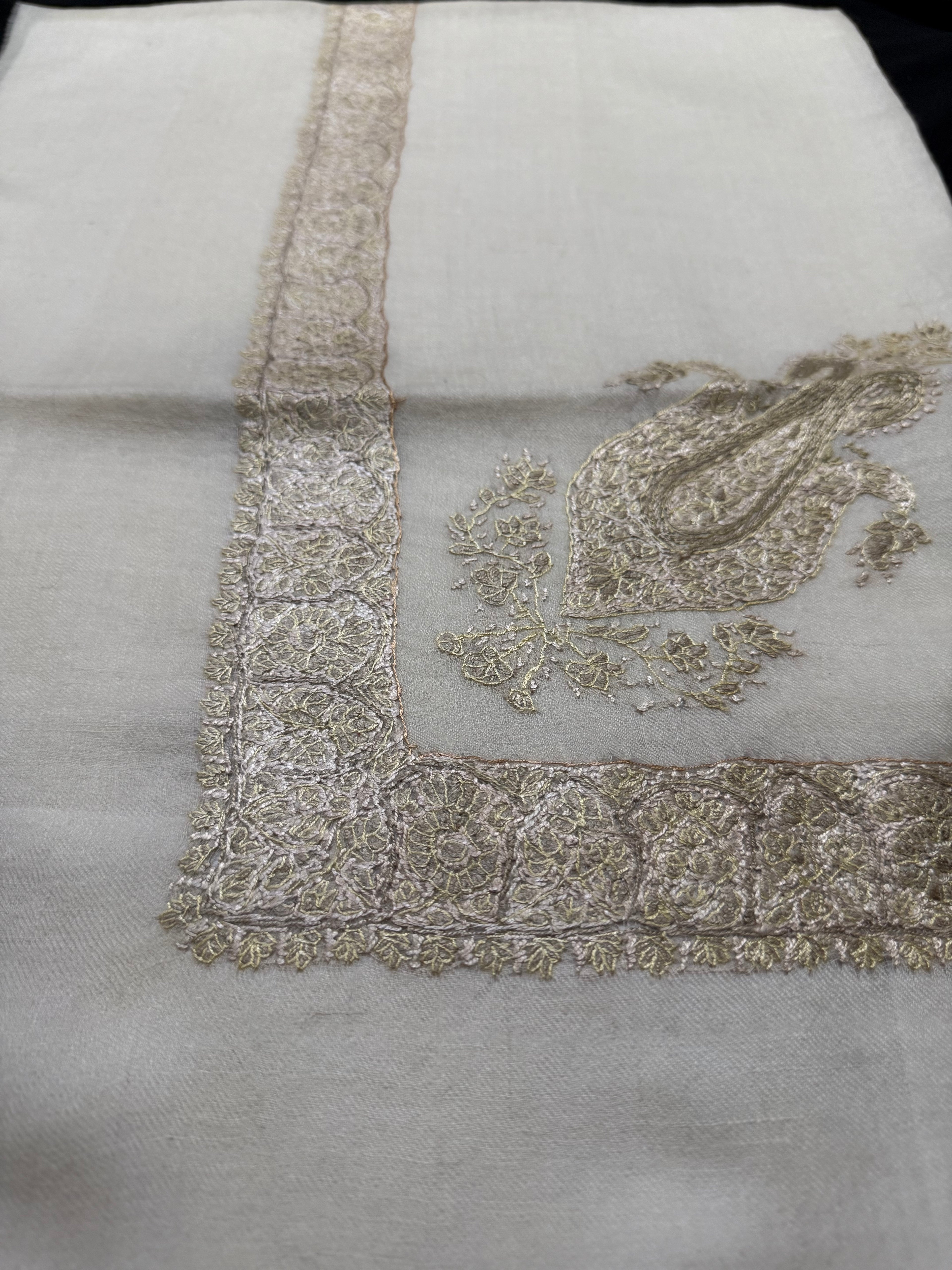 Beige and Gold Pashmina Shawl
