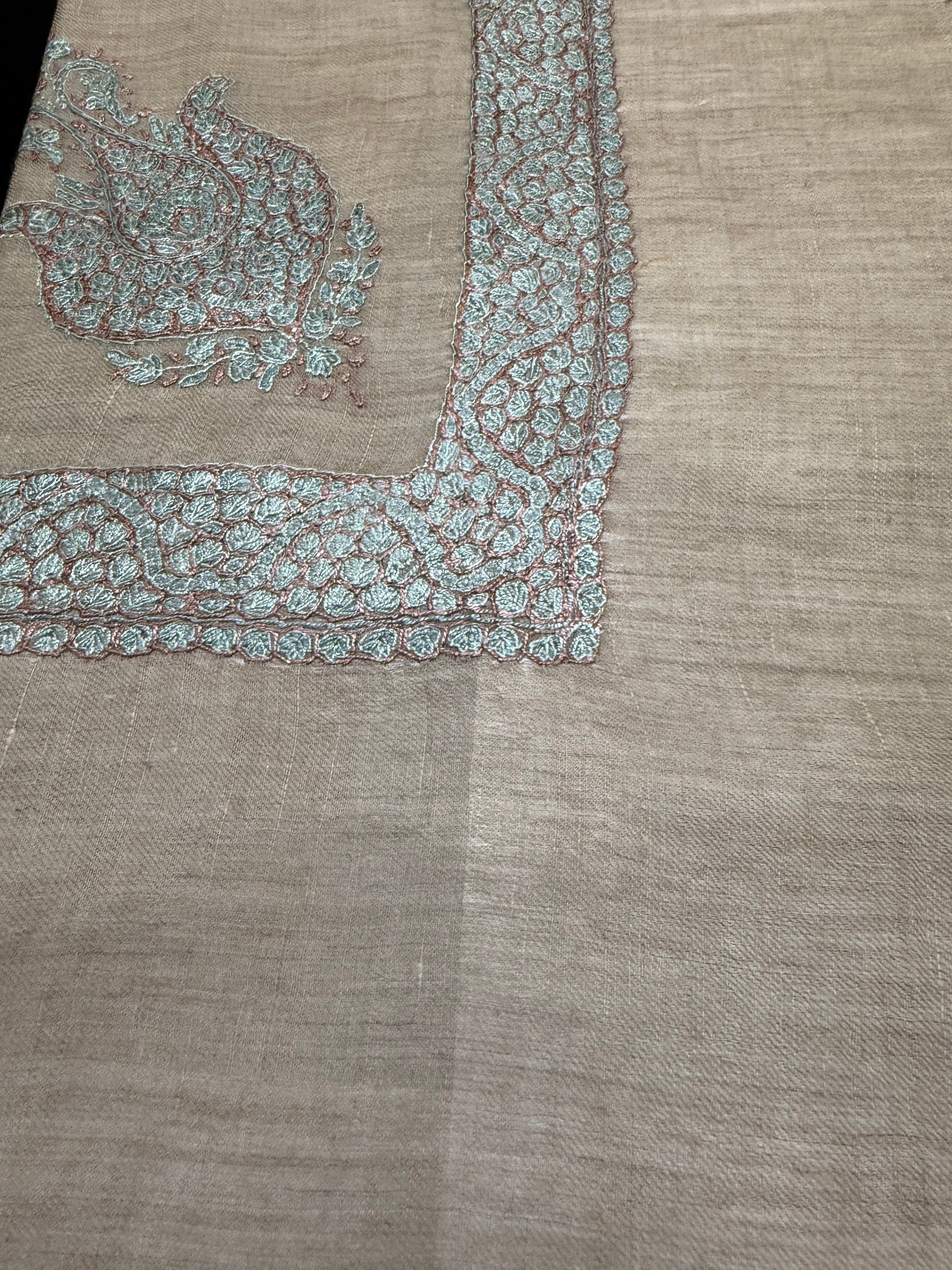 Brown and Turquoise Pashmina Shawl