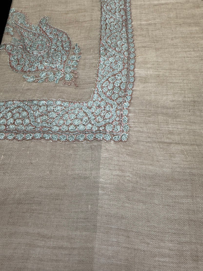 Brown and Turquoise Pashmina Shawl
