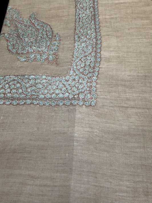 Brown and Turquoise Pashmina Shawl