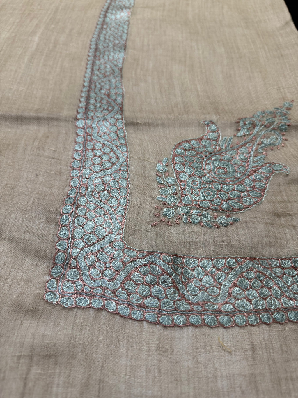 Brown and Turquoise Pashmina Shawl