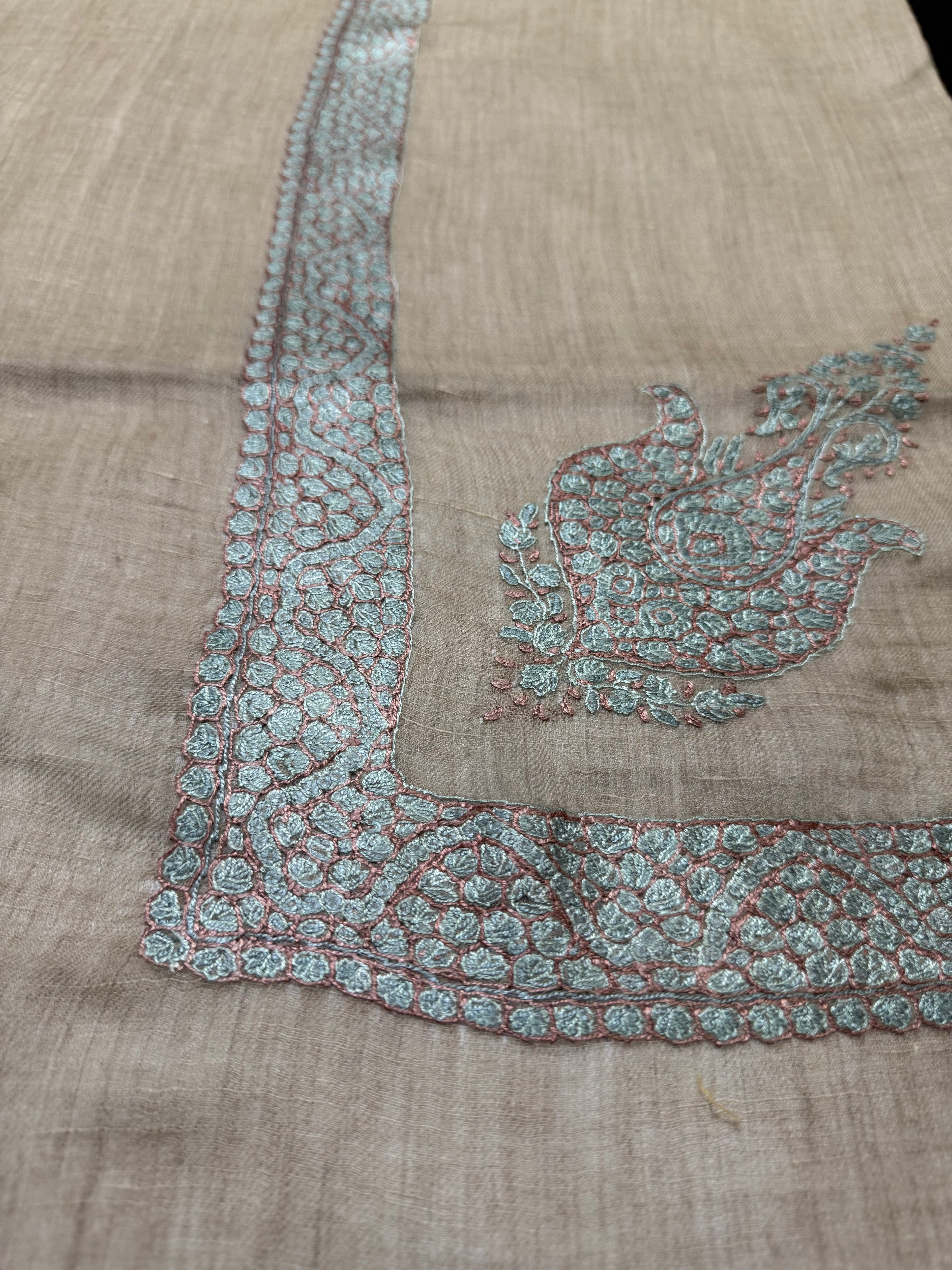 Brown and Turquoise Pashmina Shawl