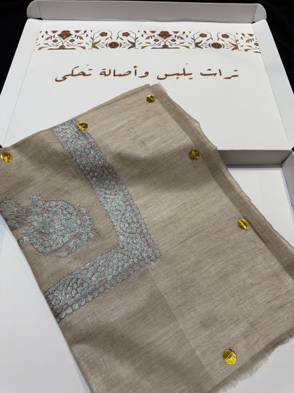 Brown and Turquoise Pashmina Shawl