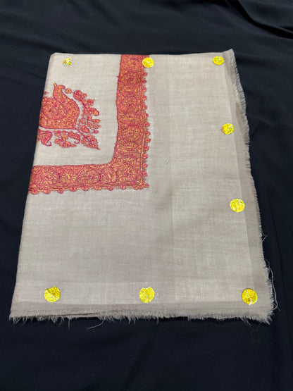 Gray and Red Pashmina Shawl