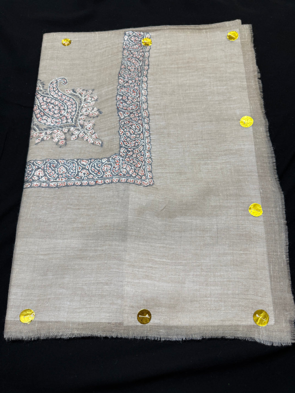 Taupe and Teal Pashmina shawl