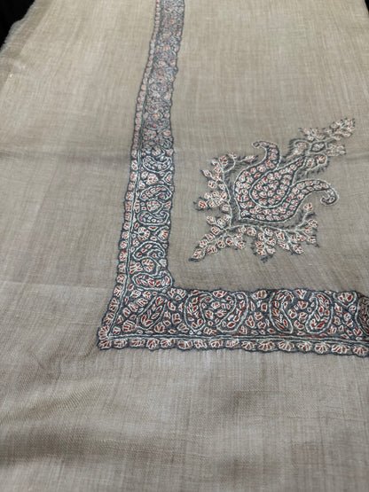 Taupe and Teal Pashmina shawl