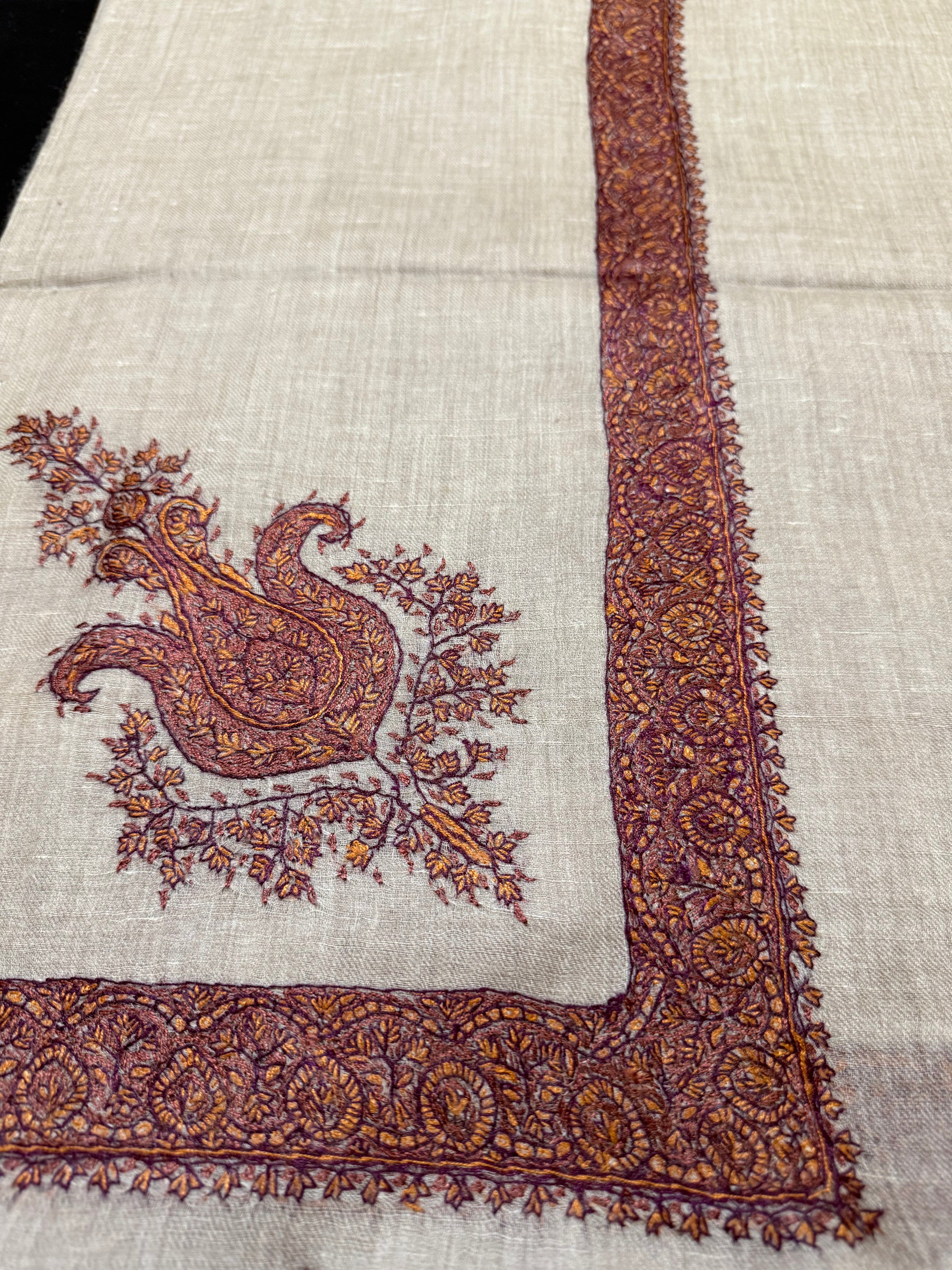 Beige and Brown Pashmina shawl