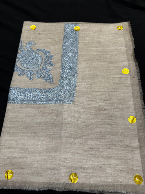 Beige and Blue Pashmina shawl