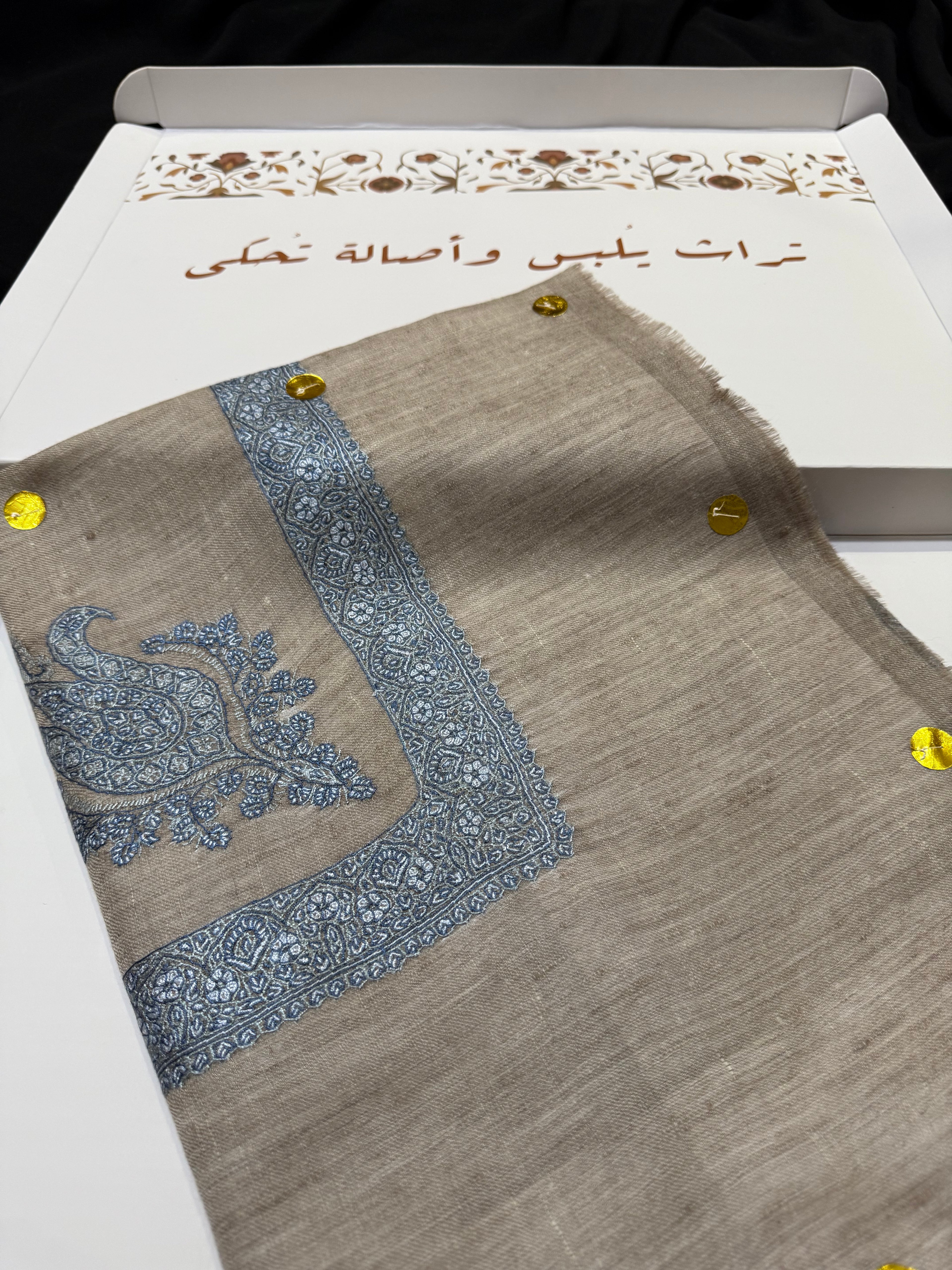 Beige and Blue Pashmina shawl