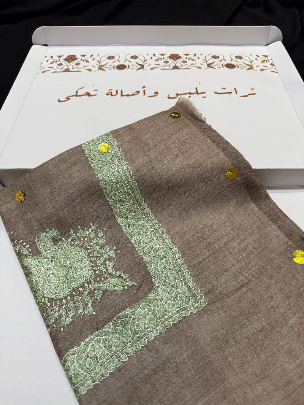 Brown and Green pashmina shawl