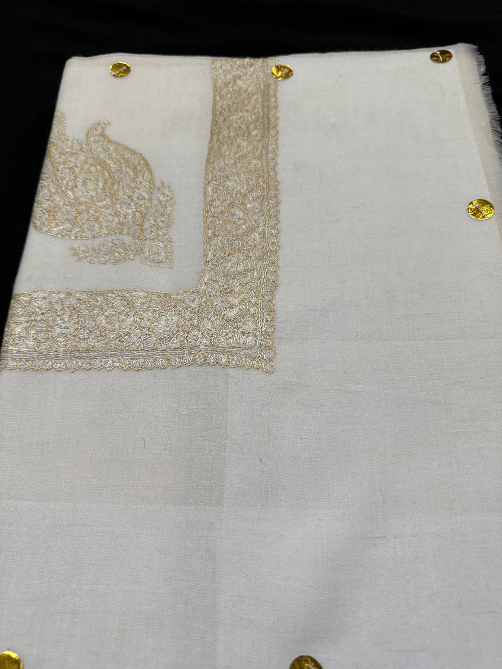 White and Gold Pashmina Shawl