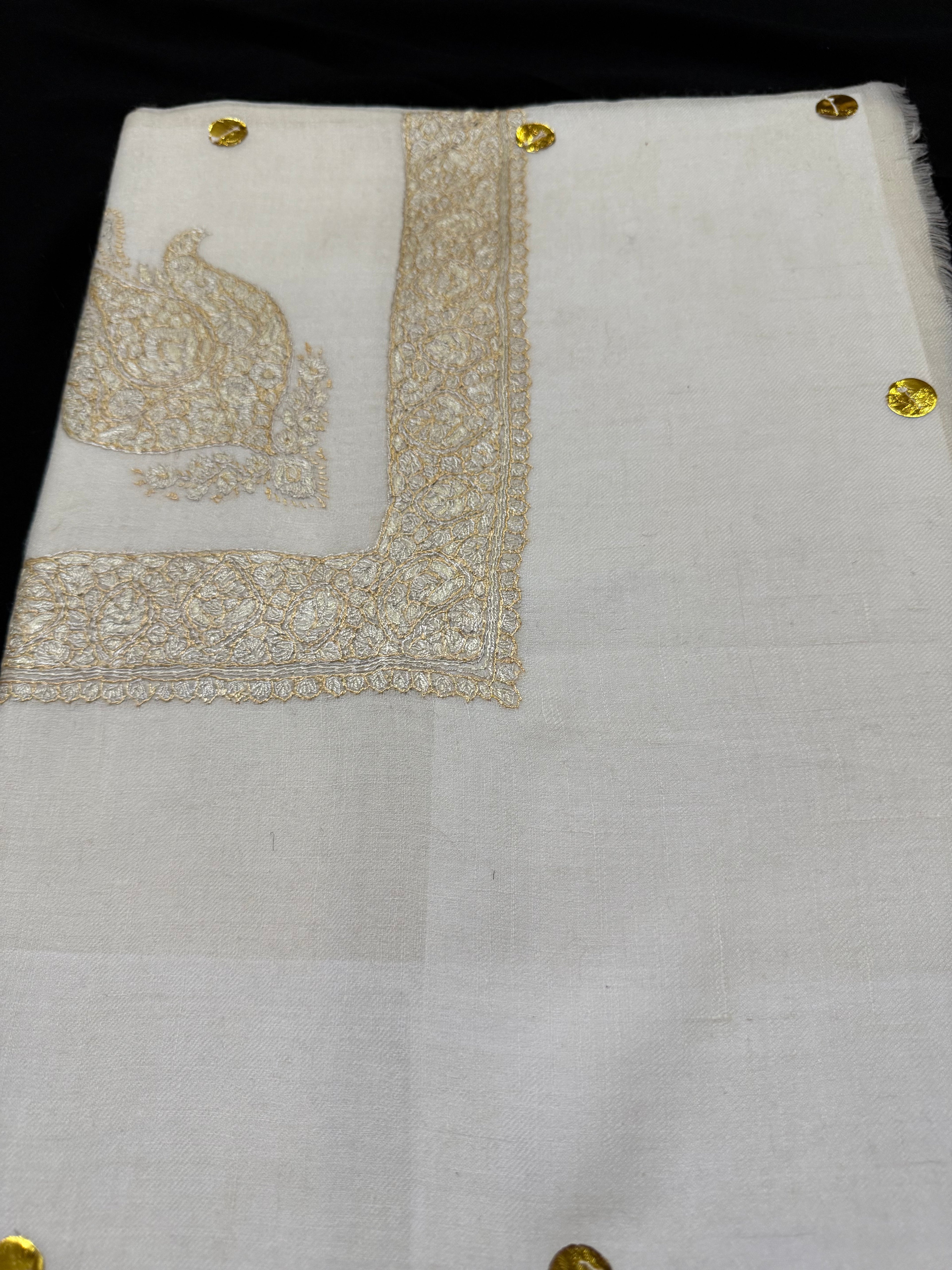White and Gold Pashmina Shawl
