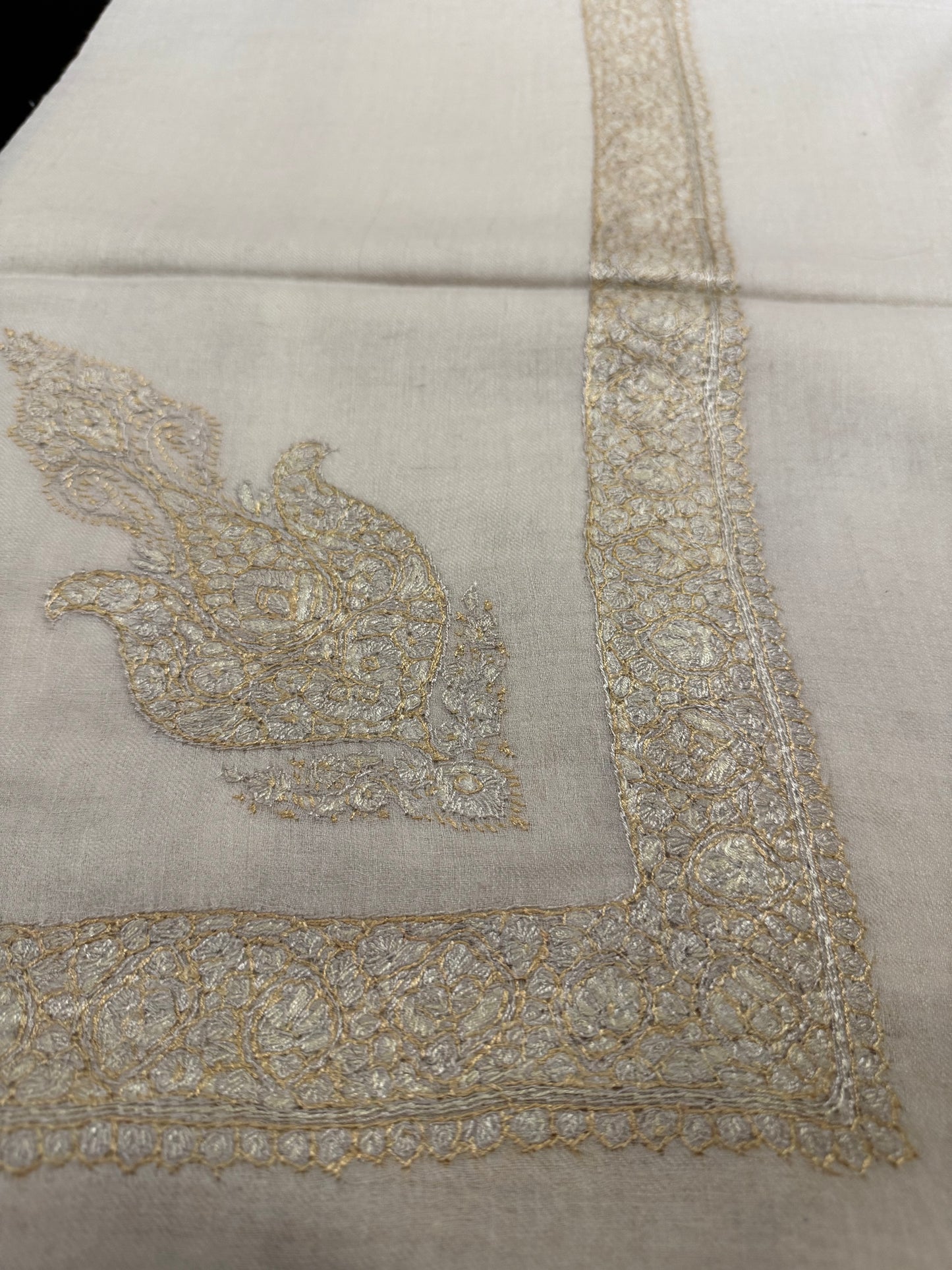 White and Gold Pashmina Shawl