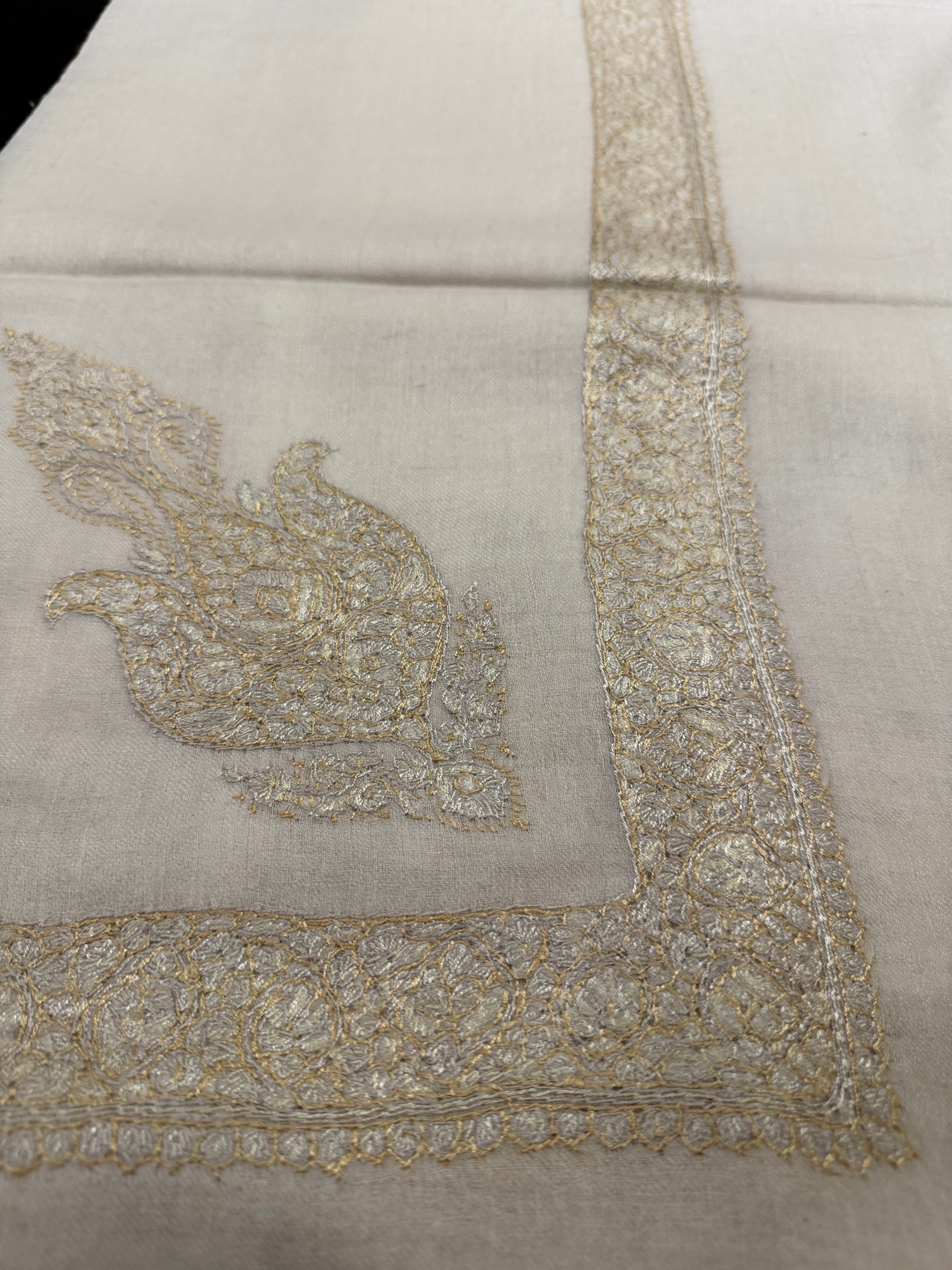 White and Gold Pashmina Shawl