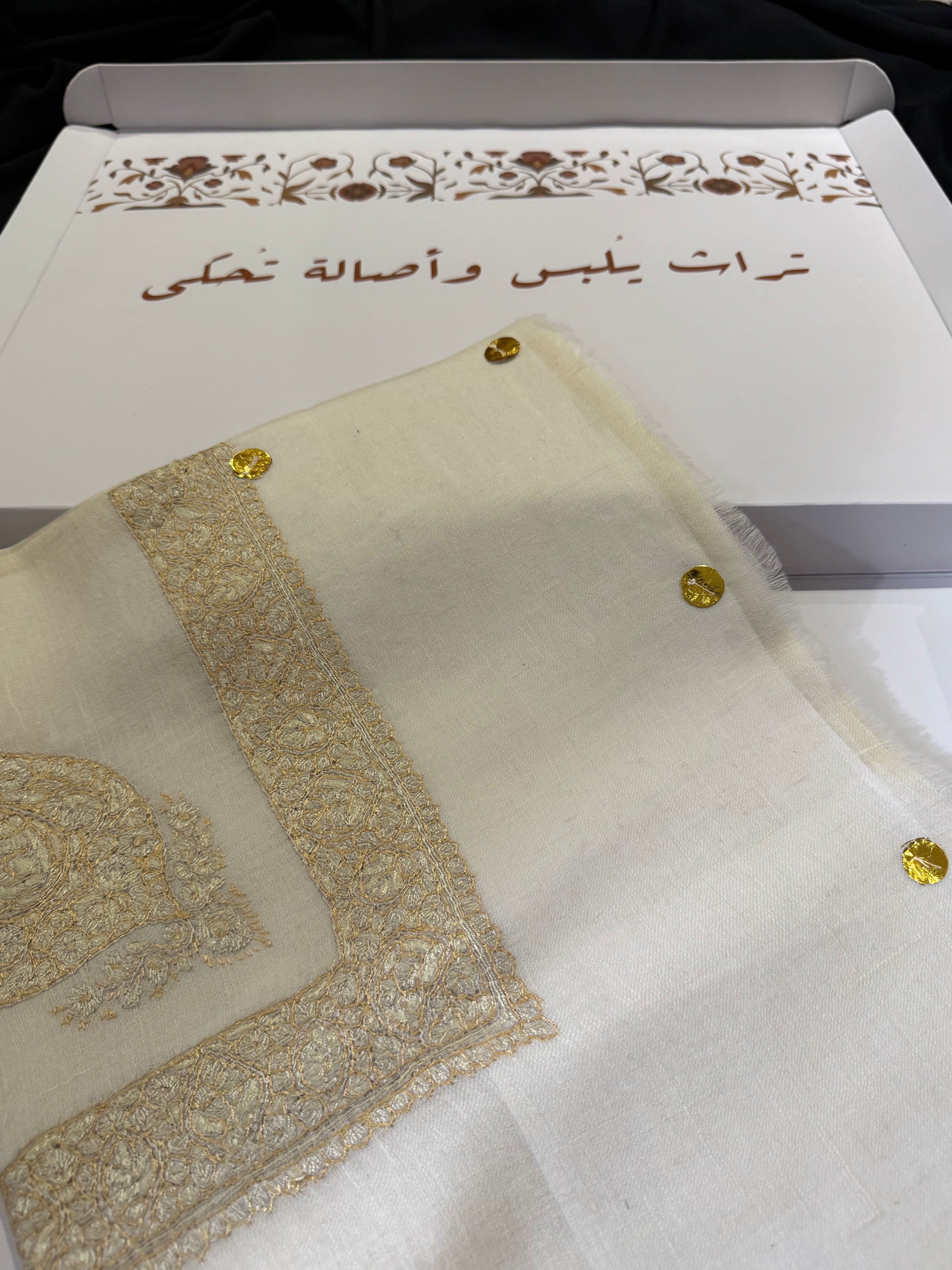White and Gold Pashmina Shawl
