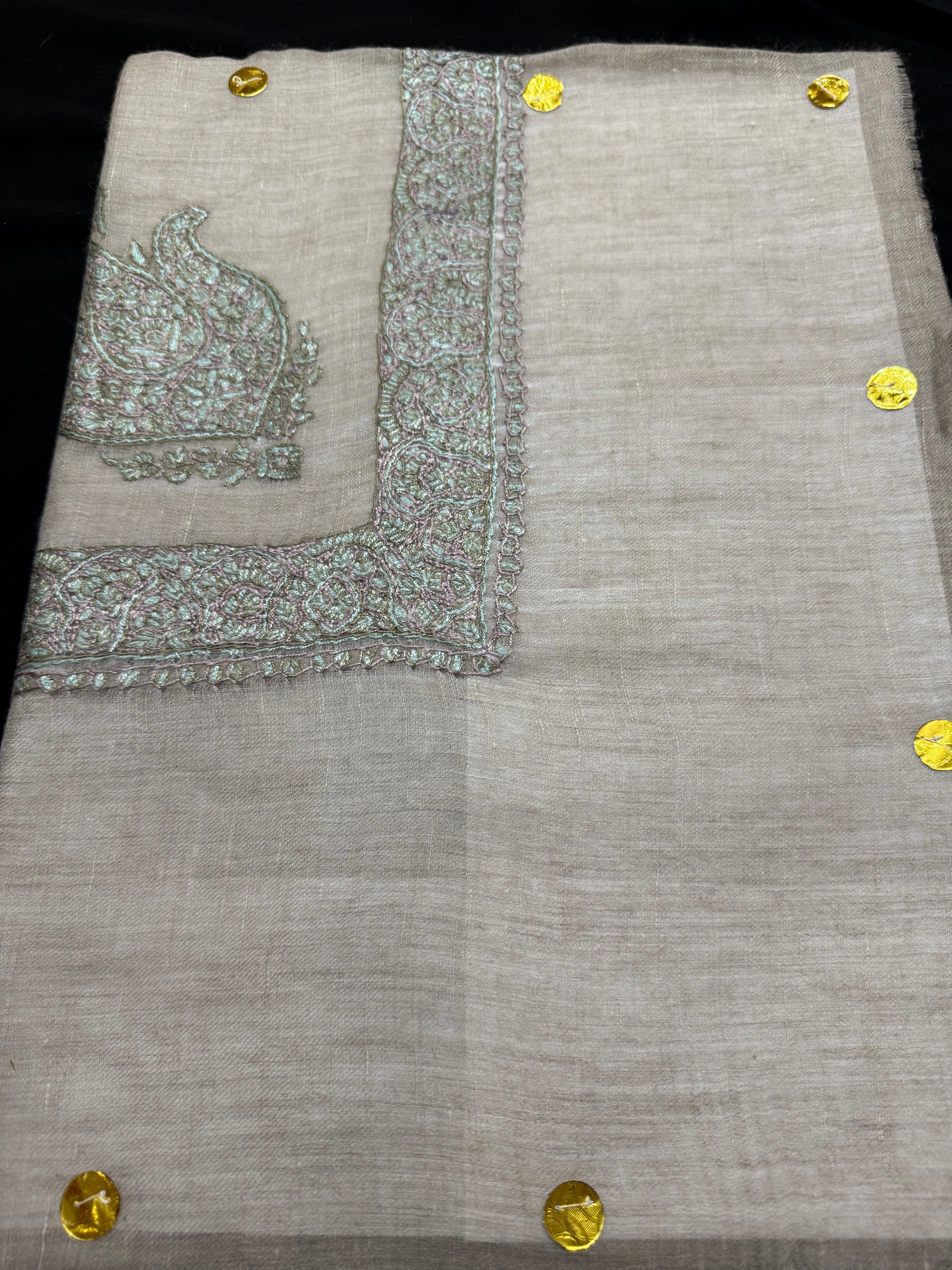 Beige and Green Pashmina Shawl