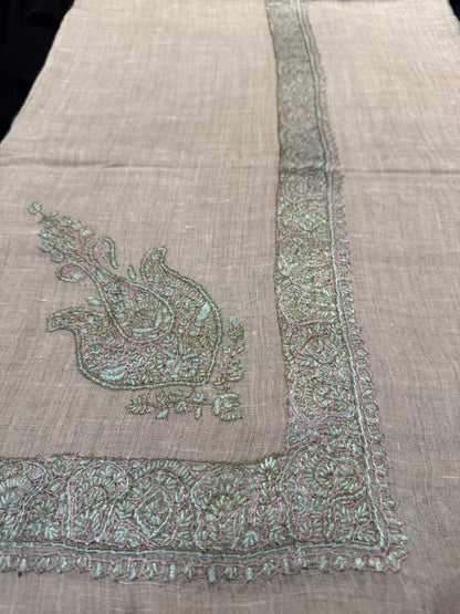 Beige and Green Pashmina Shawl