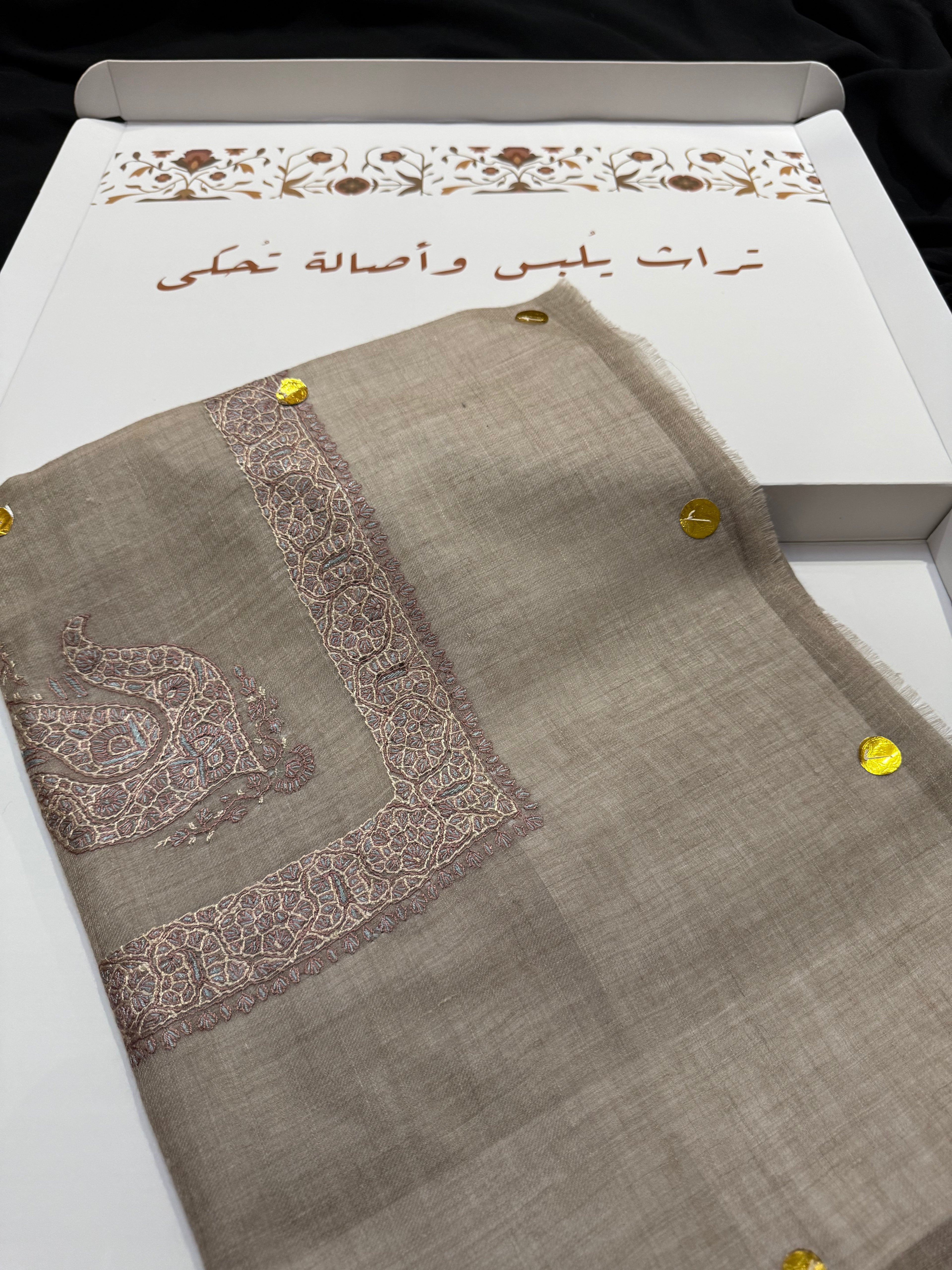 Taupe and Ivory Pashmina Shawl