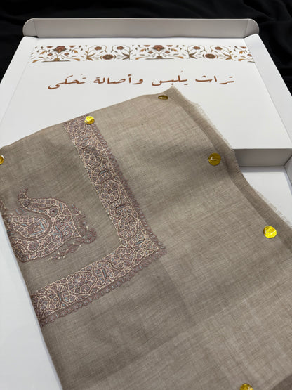 Taupe and Ivory Pashmina Shawl
