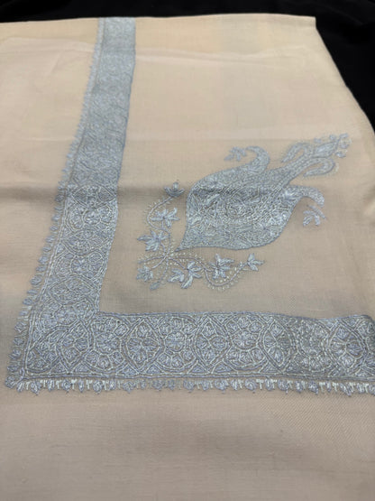 Beige and Blue Pashmina Shawl