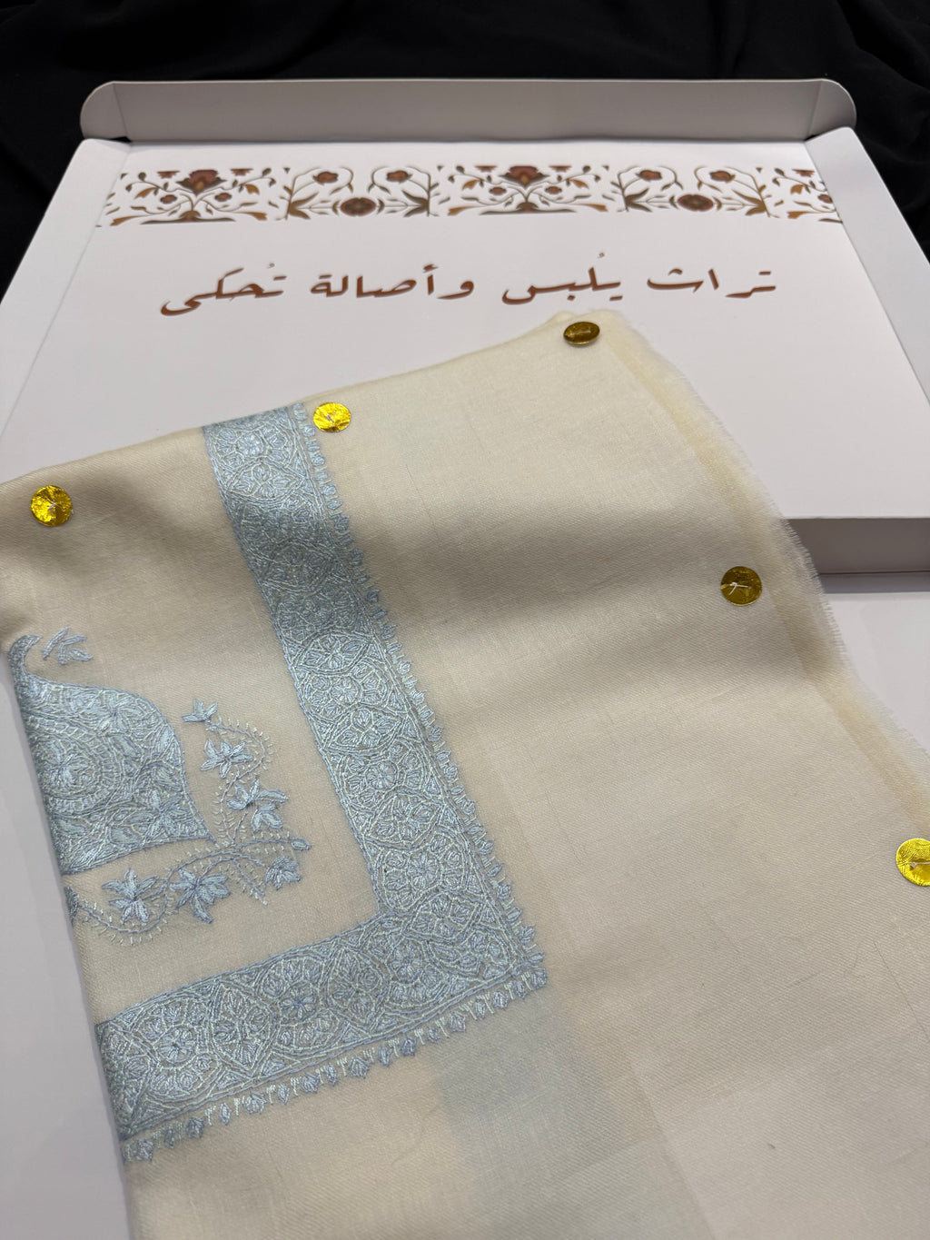 Beige and Blue Pashmina Shawl