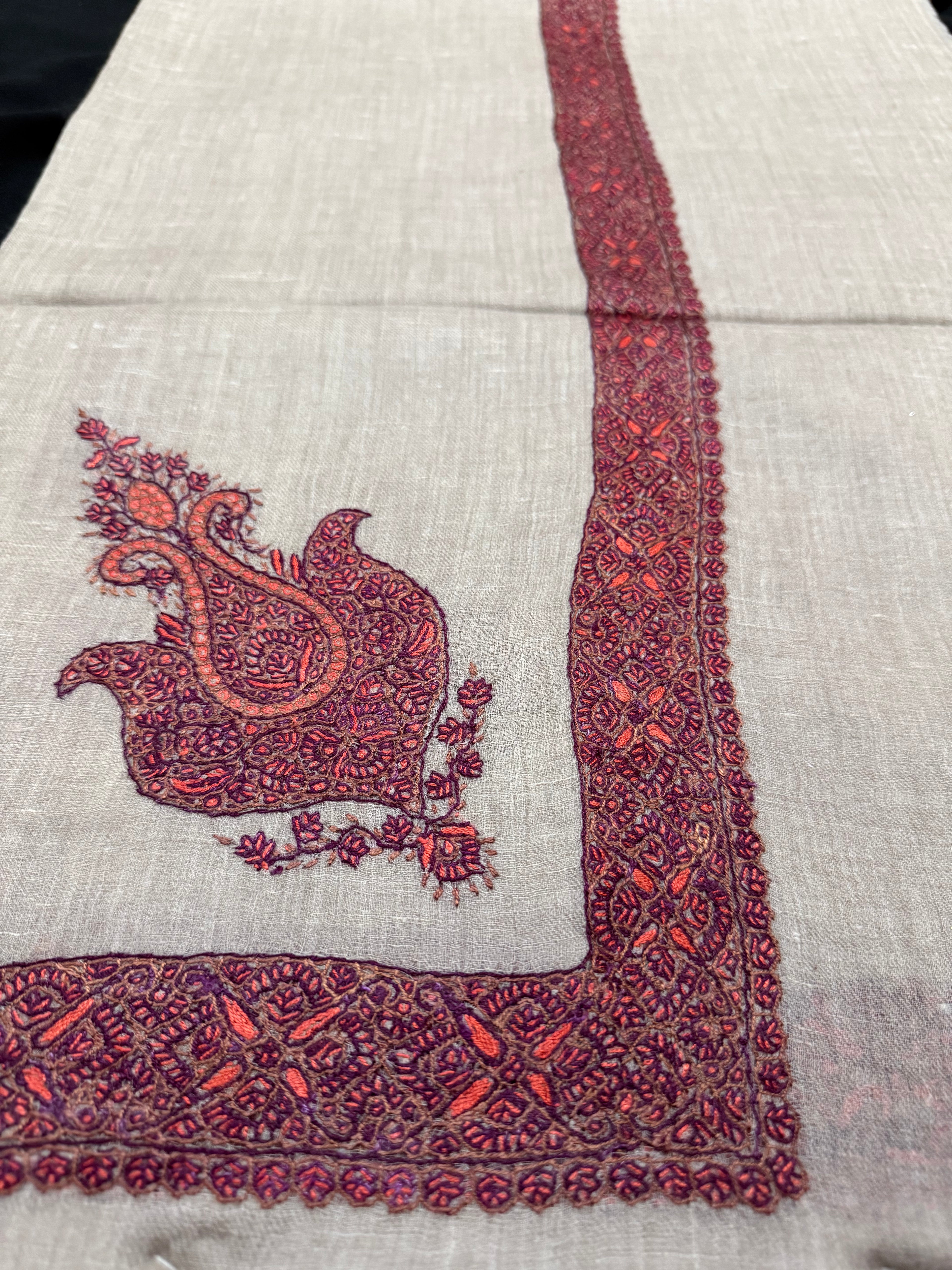 Red and Gray Pashmina Shawl